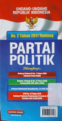Image of UNdang-Undang RI. No. 2 Tahun 2011 Tentang Partai Politik